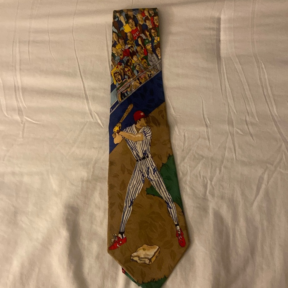 Vintage Nicole Miller 1992 hand sewn 100% silk tie. Baseball